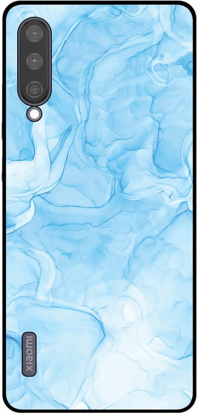 Smartphonica Telefoonhoesje Geschikt voor Xiaomi Mi A3 met marmer opdruk - TPU backcover case marble design - Lichtblauw geschikt voor Xiaomi Mi A3