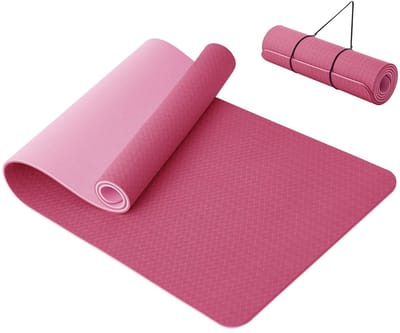 Dailygoods- Yogamat Extra Dik 10 mm - Antislip Fitnessmat - TPE Yogamat - Oefenmatje Pilates - 183x61 cm - Huidvriendelijk en Duurzaam - Oefenmat