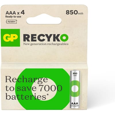 GP NiMH ReCyko+ AAA Batterijen 850mAh (4-pack)