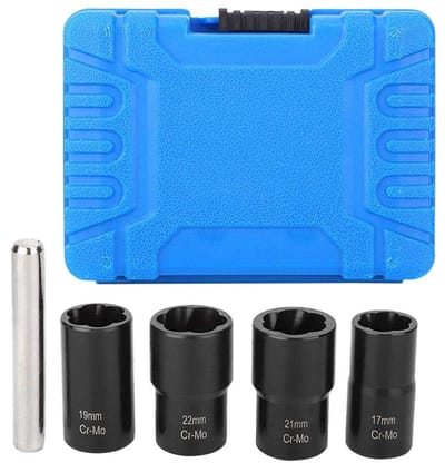 Dailygoody - Tbest Twsist Socket Set - Vergrendelende Wielmoer Bout Extractie - Duurzaam Koolstofstaal - 5-delige Set - Geschikt voor Auto's - 17