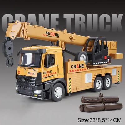 1:24 Betonmixer Kraanwagen Speelgoedmodel Geluid Licht Deuren Openbaar Legering Carrosserie Rubberen Banden Bouwvoertuig Modellen Kinder Collectie