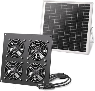 Zonnepaneel Ventilator - Solar Ventilatie - Hokken Ventileren - IP67 Waterdicht - 15 Watt - Zwart