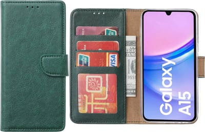 Hoesje geschikt voor Samsung Galaxy A15 5G/4G hoesje - Arara bookcase- Groen
