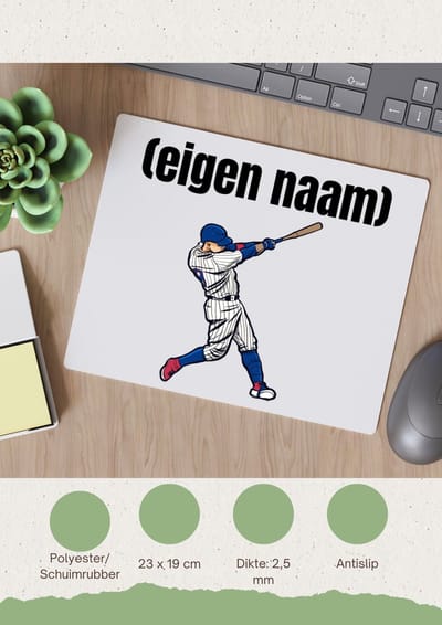 Akyol - honkballer met eigen naam Muismat - Honkbal - atleten - iemand die houdt van honkbal - verjaardag - cadeau - kado - 23 bij 19 cm