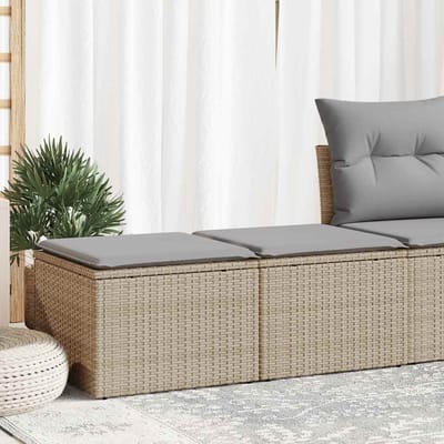 vidaXL - 2-delige - Loungeset - met - kussens - poly - rattan - acacia - beige