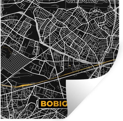 Muurstickers - Sticker Folie - Stadskaart – Frankrijk – Kaart – Bobigny – Plattegrond - 100x100 cm - Plakfolie - Muurstickers Kinderkamer - Zelfklevend Behang XXL - Zelfklevend behangpapier - Stickerfolie
