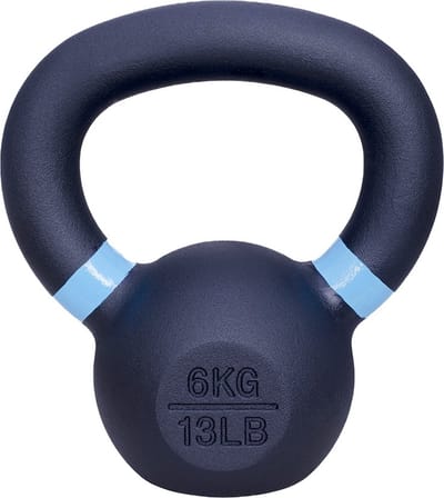 ForzaFit Kettlebell 6 kg - Gietijzer Kettle bell - Zwart met Lichtblauw - 13 LB