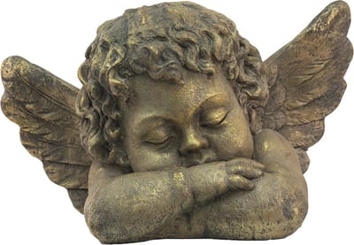 Clayre & Eef Beeld  Engel 60x32x38 cm Goudkleurig Polyresin Woonaccessoires beeld decoratie  Decoratieve Accessoires
