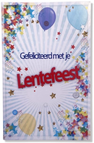 Lentefeest Wenskaart Ballonnen en Slingers - 12x17cm - Gevouwen kaart inclusief envelop