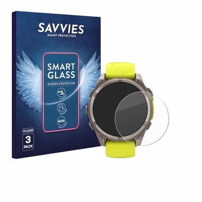 3 Stuks Savvies Screenprotector - geschikt voor Garmin Fenix 8 Solar (47 mm) - beschermfolie glas transparant