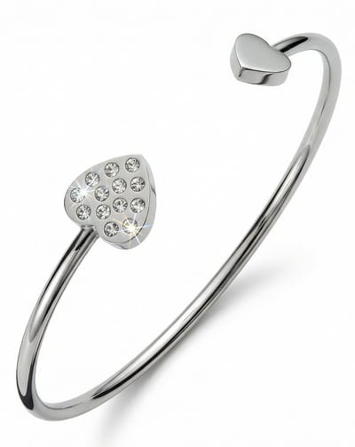 Armband Dames – Bangle Armband Hartjes – Zilverkleurige Armband Dames – RVS Armband Met Zirkonia – Luxe Dames Armband – Sophie Siero®