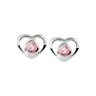 TFT Oorknoppen Hart Zirkonia Zilver Gerhodineerd Glanzend 7 mm x 8.5 mm