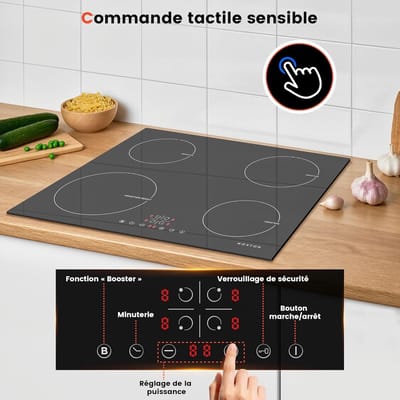 Inductie Kookplaat - Kookplaat 4 Zones - Snel Koken - Met Boost Functie - 60 cm - Zwart