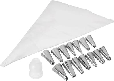 Krumble Spuitzak met 14 spuitmondjes - Herbruikbare spuitzak - Garneerspuit - Beslagspuit - Patisserie en taartdecoratie - Wit