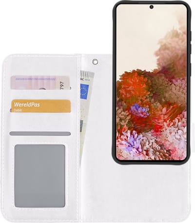 Hoesje - 2 in 1 - Geschikt voor Samsung Galaxy S20 - Met Uitneembare Hard Cover - Bookcase - Wallet Case - Met Pasjeshouder - Book Case - Uitneembaar - Pashouder - Kunstleer - Wit