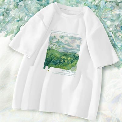 T-shirt imprimé à manches courtes pour femme en coton de couleur unie à manches courtes Niche Design Sense Tops S white
