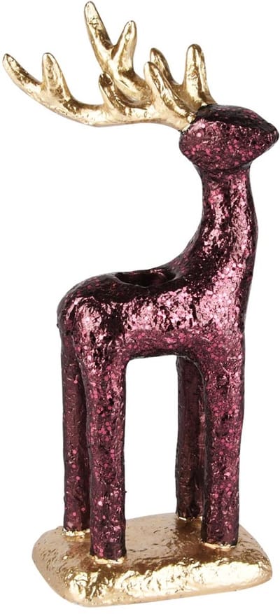 Dekoratief | Rendier kaarsenhouder, bordeau/goud, resina, 11x10x23cm | A255427