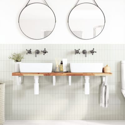 vidaXL - Badkamer - wandschap - staal - en - massief - acaciahout
