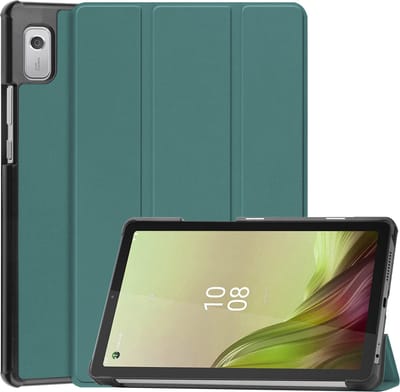 Hoes - Geschikt voor Lenovo Tab M9 - Dun & Stevig - Trifold Bookcase - Hard Cover - Hardcover Book Case - Tablet Hoesje - Donkergroen