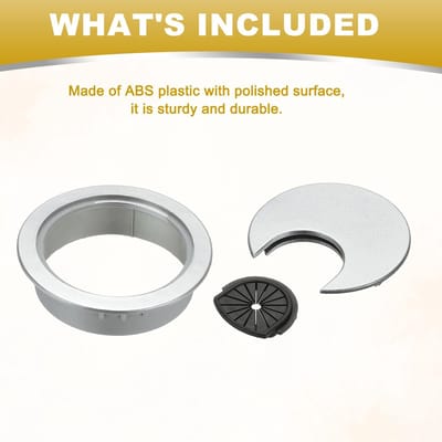 METERXITY Set van 4 kabelgatafdekkingen, 3,5 inch ABS bureaukabel draadkoord, doorvoergat voor thuis/kantoor, bureaubladdraadorganizer [zilver]