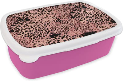 Broodtrommel Roze - Lunchbox - Brooddoos - Koraal - Roze - Structuur - Patronen - 18x12x6 cm - Kinderen - Meisje