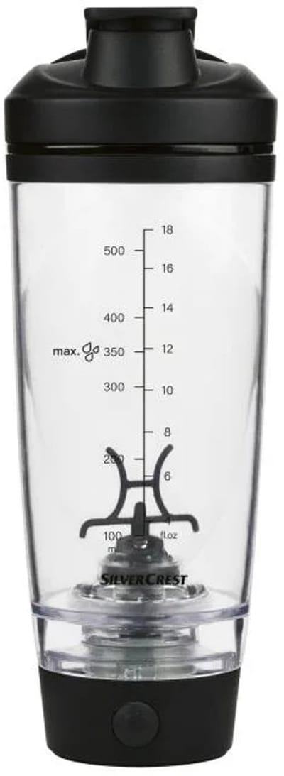 SILVERCREST® KITCHEN TOOLS Elektrische shaker - Met oplaadbare accu - Zwart - Ideaal voor het mixen van (eiwit)shakes - Inhoud: 500 ml - Snel mixen met één druk op de knop - Met verwisselbare supplementenhouder - Snel mixen met één druk op de knop