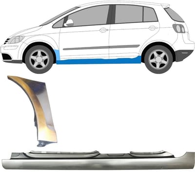 Volledige dorpel + reparatiepaneel voorste spatbord voor Volkswagen Golf Plus 05-13