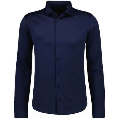 Ragman Overhemd Jersey Soft Knit Solid Color Kent Collar Marine / male
