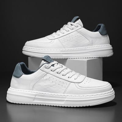 Heren Witte Casual Sneakers Nieuwe Designer Leren Sneakers Mode Veelzijdige Heren Ademende Skateschoenen Zapatos De Hombre 39 blauw