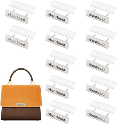 Handgemaakte metalen labels in zilver - 12 rechthoekige labels voor DIY ambachten, naaiprojecten en accessoires zoals tassen en schoenen