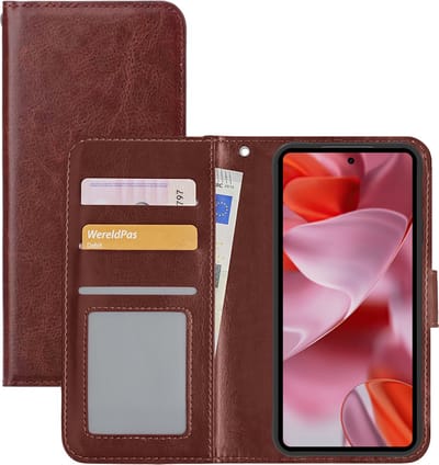 Hoesje - Met Pasjeshouder - Geschikt voor Google Pixel 9 - Luxe Bookcase Portemonee - Flip Case - Kunstleer Book Case - Flipcase - Book Cover - Walletcase - Portemonneehoes - Bruin