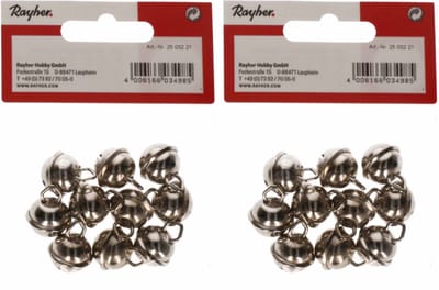 Raher Hobby metalen belletjes - 20x - met oog - zilver - 15 mm - knutsel materiaal