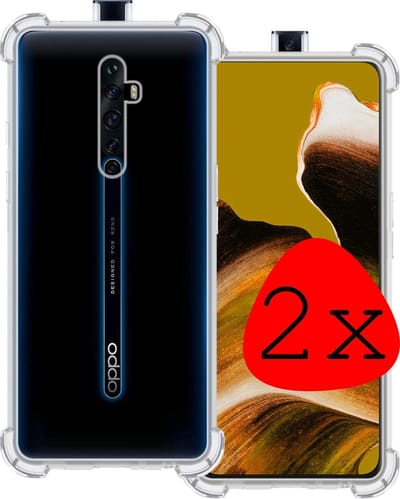 Hoesje 2 Stuks - Geschikt voor OPPO Reno 2 - Sterk & Shockproof - Siliconen Case - Back Cover - Telefoon Hoes Shock Proof - Transparant