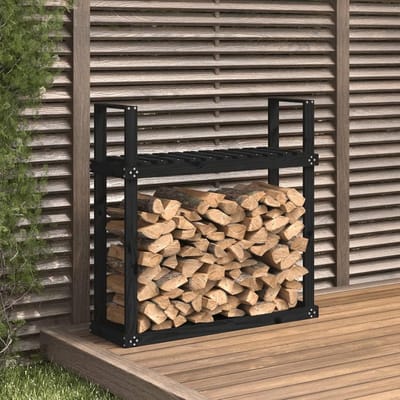 Houthouder - Opslagrek Brandhout - Haardhout Opslag - Houdt Hout Droog - 110 x 35 x 1085 cm - Zwart