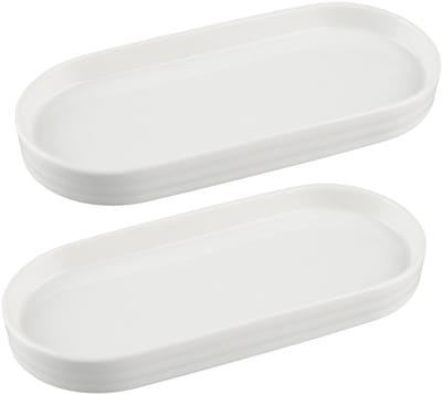 Dienblad keramiek, ovaal badkamerdienblad van keramiek wit, geschikt voor woonkamers, slaapkamers, badkuipen, keukenspoelbakken 20 x 9 x 2 cm
