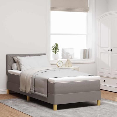 vidaXL - Boxspring - bed - met - kussen - met - hoofdeinde - Taupe - 90 - x - 190 - cm - Stof