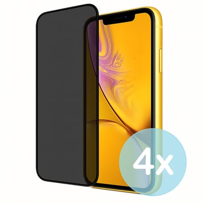 Privacy Screenprotector Geschikt voor iPhone XR – Anti-Gluren – Krasbestendig Gehard Glas 9H – Volledige Dekking – 4-Pack – FuturiQ
