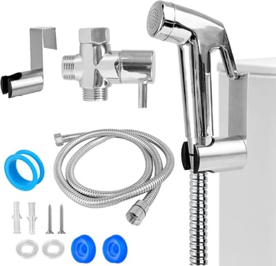 Handdouche Set voor Toilet met Wandbevestiging en 1,5 m Slang, Eenvoudig te Installeren Bidet voor Badkamer, Tuin en Dierenverzorging