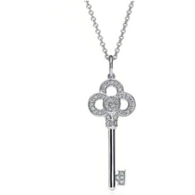 Origineel Merk Meisjesketting 925 Sieraden Sterling Zilveren Ketting Dames Ketting Sleutel Korte Ketting Hanger 60cm wit