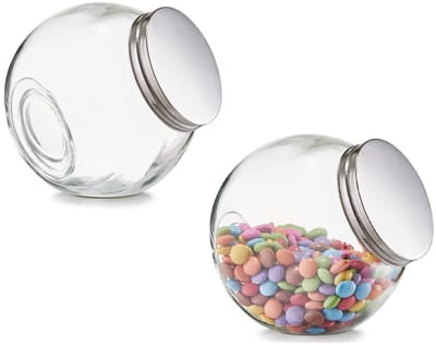 Zeller Glazen voorraadpot - 2x - snoeppot - 1200 ml - 15 x 10 cm - Bewaarpot - Voedsel bewaren