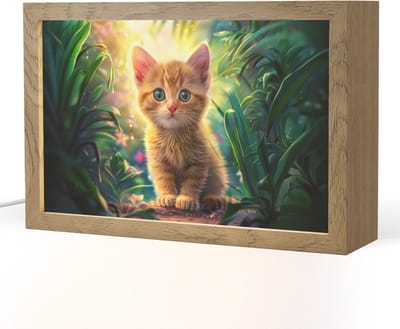 Nachtlampje 30x20 cm - Kinder lampje - Kat - Huisdier - Natuur - Tafellamp kinderkamer - Slaapkamer lamp - Bedlamp kinderen - Kinderlampje stopcontact - Wandlamp babykamer - Nachtlampjes