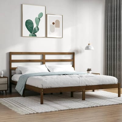 vidaXL - Bedframe - massief - grenenhout - honingbruin - 200x200 - cm