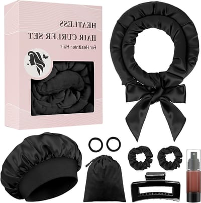 Dailygoods - AOOWU Set krullen zonder warmte, 9 stuks haarband met satijnen muts, krulspelden voor zacht slaaphaar, zonder warmte, krulspelden voor alle haartypes