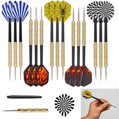 Allecto - Kleurrijke Dartpijlen - Dartset voor Beginners - 15 Pack 14G - Stalen Punt en Aluminium Assen - Geschikt voor Thuis Darten - 5 Kleuren en...