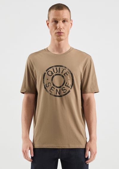 Q/S designed by - Heren t-shirt - Maat S - Mannen - 86D0 BROWN - katoen