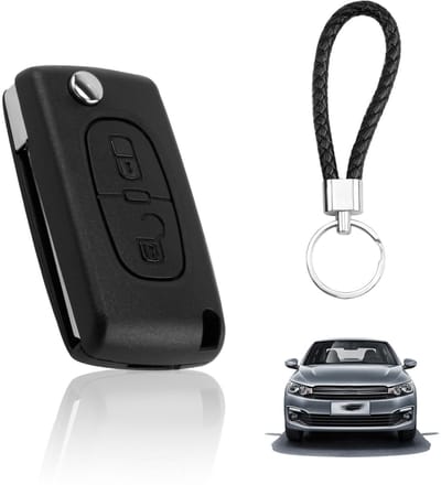 Dailygoods - 2-knoppen autosleutelbehuizing, sleutelbehuizing autovervangingssleutel compatibel met CE0523 207 307 308 407 607 en C2 C3 C4 C5 C6, robuuste vervangende sleutelbehuizing