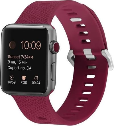 By Qubix - Geschikt voor Apple Watch bandje - Siliconen bandje met motief - Rose Red - Geschikt voor Apple Watch 44mm / 45mm / 46mm / 49mm (Ultra 1,2 en 3) - Smartwatch bandje