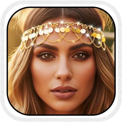 Gouden Pailletten Voorhoofdketting - Verstelbare Hoofdband Accessoire voor Feest en Cosplay