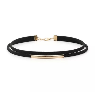 Jomide Choker Retro Suède - Zwart/Goudkleurig