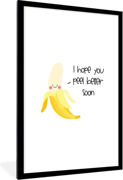Fotolijst incl. Poster - Sterkte - Quote - Banaan - Humor - 60x90 cm - Posterlijst